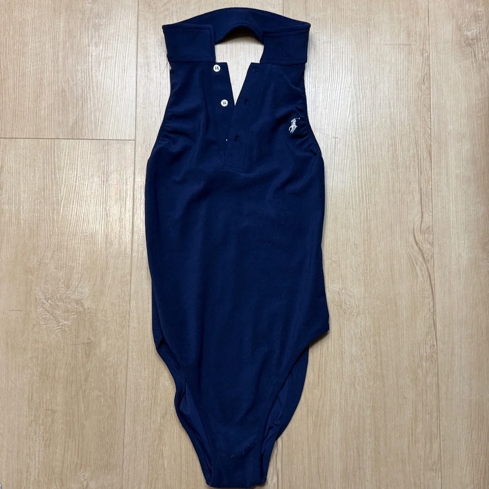 Polo Ralph Lauren Collar Terry One-Piece Swimsuit